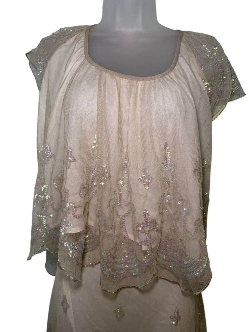 Free People Ciara Shimmer Sequin Sheer Midi Skirt Set L NWT